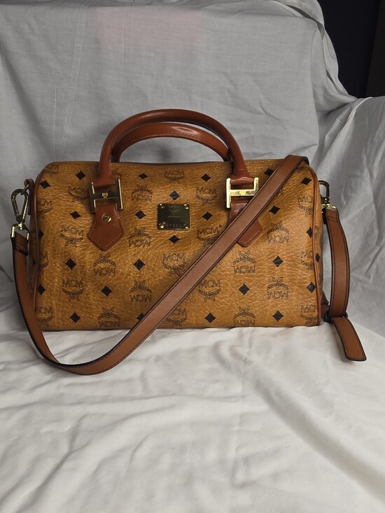 MCM Handbags - Mcm Visetos Cognac Boston Bag